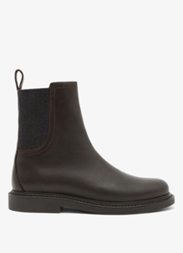 Reiss Dames Lennon enkellaars van leer in de kleur Chocoladebruin