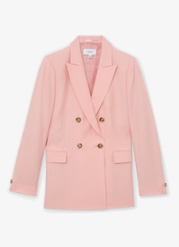 Reiss Dames Petite Magda Double-breasted blazer met klepzakken in de kleur Oudroze