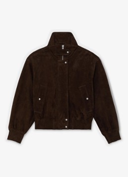 Reiss Dames Cara bomberjack van suède in de kleur Chocoladebruin