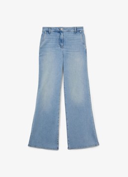 Reiss Dames Petite Addie high waist wide leg jeans met steekzakken in de kleur Lichtblauw