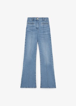 Reiss Dames PETITE CLAUDE Pintuck-Detail Flared Jeans in de kleur Lichtblauw