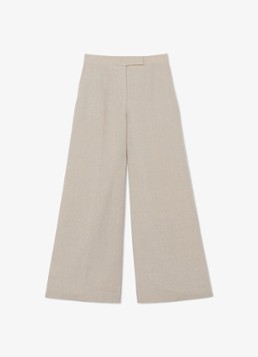 Reiss Dames Petite kit high waist wide fit pantalon van linnen in de kleur Beige