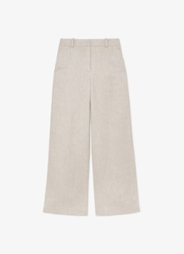 Reiss Dames Petite Nolah high waist wide fit pantalon in linnenblend in de kleur Naturel