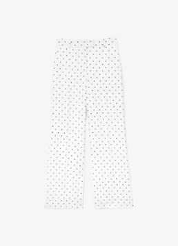 Reiss Dames Petite Beatrix high waist wide fit pantalon met stippenprint in de kleur Donkerblauw