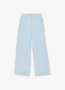 Reiss Dames Petite Ashby high waist loose fit pantalon met steekzakken in de kleur Blauw