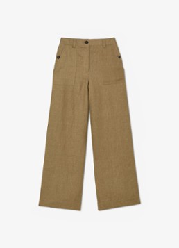 Reiss Dames Petite Ashby high waist loose fit pantalon met steekzakken in de kleur Khaki