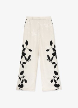 Reiss Dames Delilah high waist wide fit pantalon met bloemenprint in de kleur Ivoor