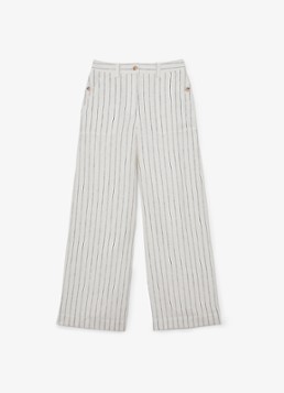Reiss Dames Petite high waist wide fit pantalon van linnen in de kleur Wit