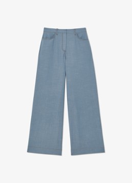 Reiss Dames Petite Charlotte high waist wide fit pantalon met steekzakken in de kleur Blauwgrijs
