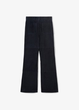 Reiss Dames Priya high waist flared broek van van suède in de kleur Donkerblauw