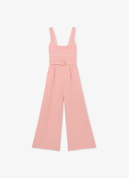 Reiss Dames Petite wide fit jumpsuit met ceintuur in de kleur Oudroze