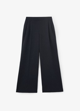 Reiss Dames Petite high waist wide fit pantalon met streepprint in de kleur Donkerblauw