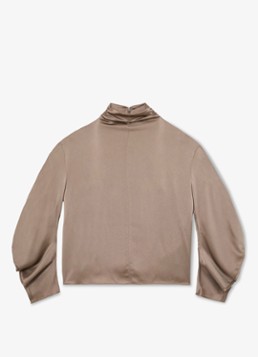 Reiss Dames Meena top van zijde met col in de kleur Donkerbeige