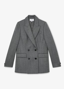 Reiss Dames Astrid double-breasted blazer van wol met streepprint in de kleur Grijs
