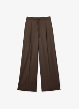Reiss Dames Derby high waist wide fit pantalon met trekkoord in de kleur Bruin