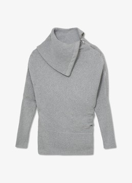 Reiss Dames Leena ribgebreide trui met asymmetrische halslijn in de kleur Grijs