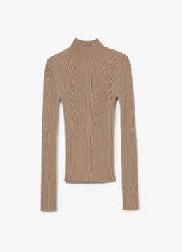 Reiss Dames Nancy ribgebreide trui met col in de kleur Beige