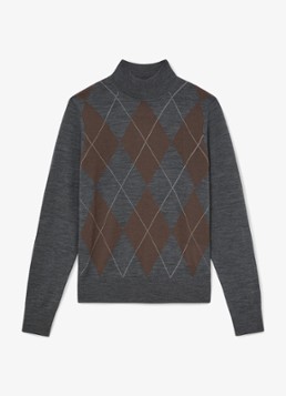 Reiss Dames Sage fijngebreide trui van merino wol met ruitdessin in de kleur Grijs