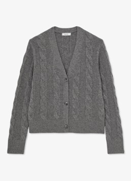 Reiss Dames Elowen kabelgebreid vest van wol en kasjmier in de kleur Grijsmele