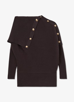 Reiss Dames LEXI Rib-Knit Button Shawl Jumper in de kleur Paars