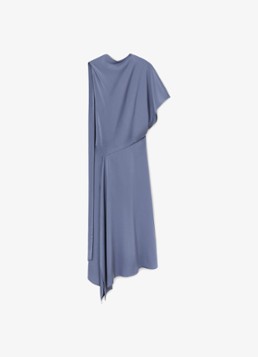 Reiss Dames Naomi one shoulder maxi jurk van satijn met plooidetail in de kleur Lila