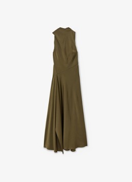 Reiss Dames Sabine asymmetrische maxi jurk met sjaalkraag in de kleur Khaki