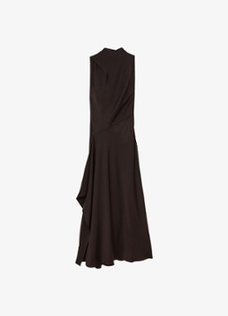 Reiss Dames Sabine asymmetrische maxi jurk met sjaalkraag in de kleur Donkerbruin