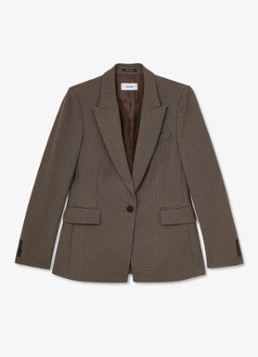 Reiss Dames Gabi single-breasted blazer met pied-de-poule dessin in de kleur Bruin
