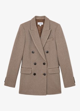 Reiss Dames Aubrey double-breasted blazer in wolblend in de kleur Beige