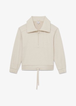 Reiss Dames Layla sweater van wol en lyocell met hakve rits in de kleur Wit