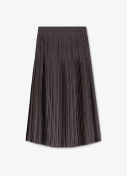 Reiss Dames Savannah midi plooirok met split in de kleur Donkerbeige