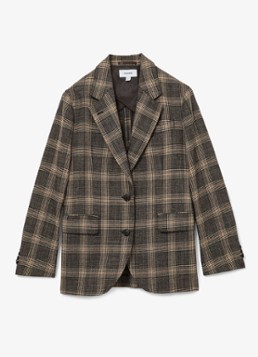 Reiss Dames Sandor single-breasted blazer van wol in ruitdessin in de kleur Bruin