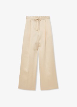 Reiss Dames Ellen mid waist wide leg broek van satijn met persplooi in de kleur Creme