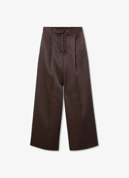 Reiss Dames Ellen mid waist wide leg broek van satijn met persplooi in de kleur Bordeauxrood