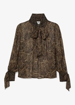 Reiss Dames Charlotte tuniek in zijdeblend met paisley dessin in de kleur Goud