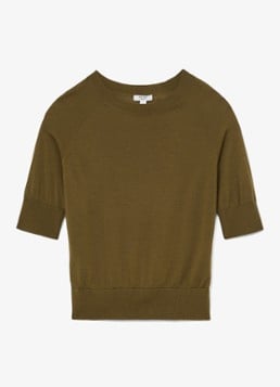 Reiss Dames Suzzie fijngebreid T-Shirt in merino wolblend in de kleur Khaki