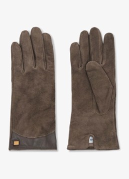 Reiss Dames Claudia suède handschoenen met details van leer in de kleur Grijs