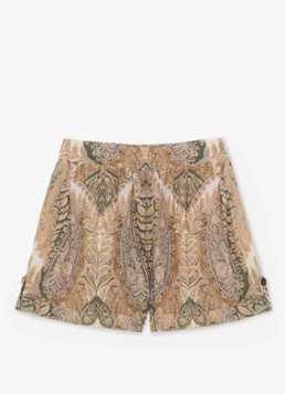 Reiss Dames Neave high waist wide fit korte broek met jacquard dessin in de kleur Zand