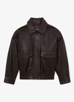 Reiss Dames Maeve jack van leer met opstaande kraag in de kleur Bruin