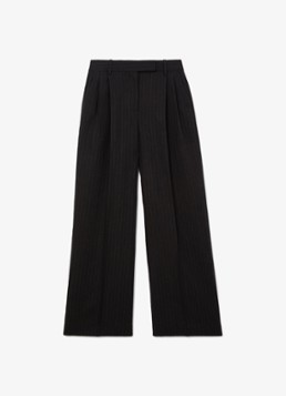 Reiss Dames Beck wide leg pantalon van wol met streepprint in de kleur Blauw