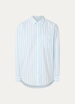 Carhartt WIP Dames Overshirt met streepprint en borstzak in de kleur Lichtblauw, maat: L
