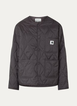 Carhartt WIP Dames Gewatteerd jack met opgestikte zakken en logo in de kleur Donkerbruin, maat: XS