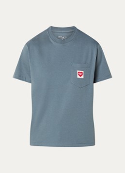 Carhartt WIP Dames T-shirt met borstzak en logo in de kleur Middengrijs, maat: XS