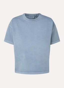 Carhartt WIP Dames Cropped T-shirt met logo in de kleur Staalblauw, maat: XS