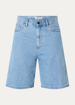 Carhartt WIP Dames Brandon low waist wide fit korte broek van denim in de kleur Indigo, maat: xs