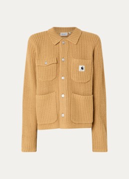 Carhartt WIP Dames Michigan ribgebreid vest in wolblend met borstzakken in de kleur Camel, maat: L