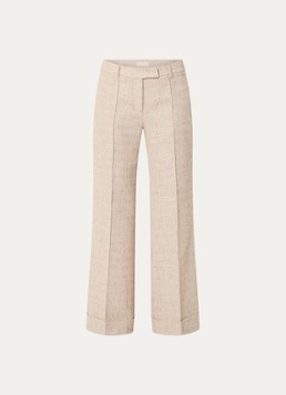 Liu Jo Dames High waist wide fit pantalon met gemêleerd dessin in de kleur Beige