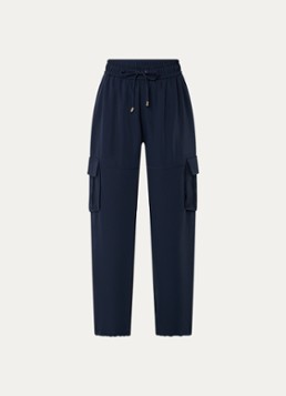 Liu Jo Dames High waist loose fit cargobroek met klepzakken in de kleur Donkerblauw
