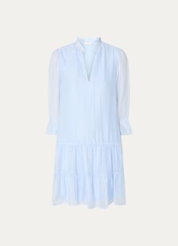 Liu Jo Dames Semi-transparante mini tuniekjurk met pofmouw in de kleur Lichtblauw