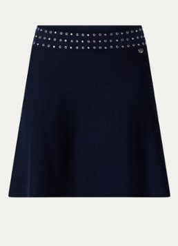 Liu Jo Dames Fijngebreide mini A-lijn rok met studs in de kleur Donkerblauw
